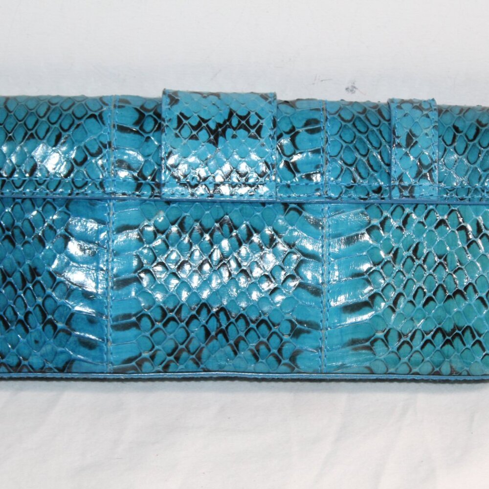 Dolce & Gabbana Turquoise Python Embossed Clutch … - image 2
